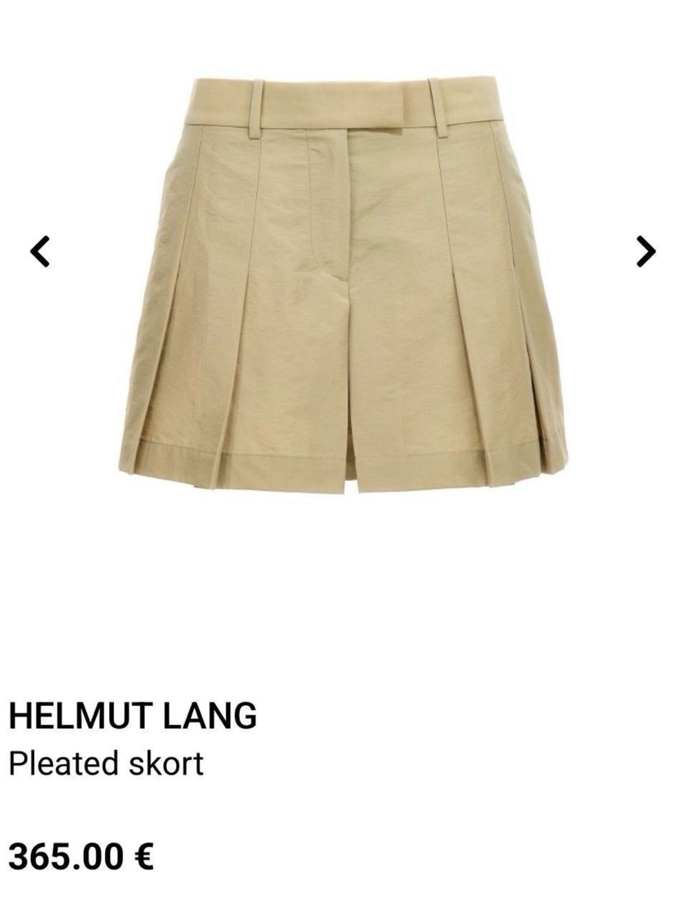 Helmut lang khaki pleated skort